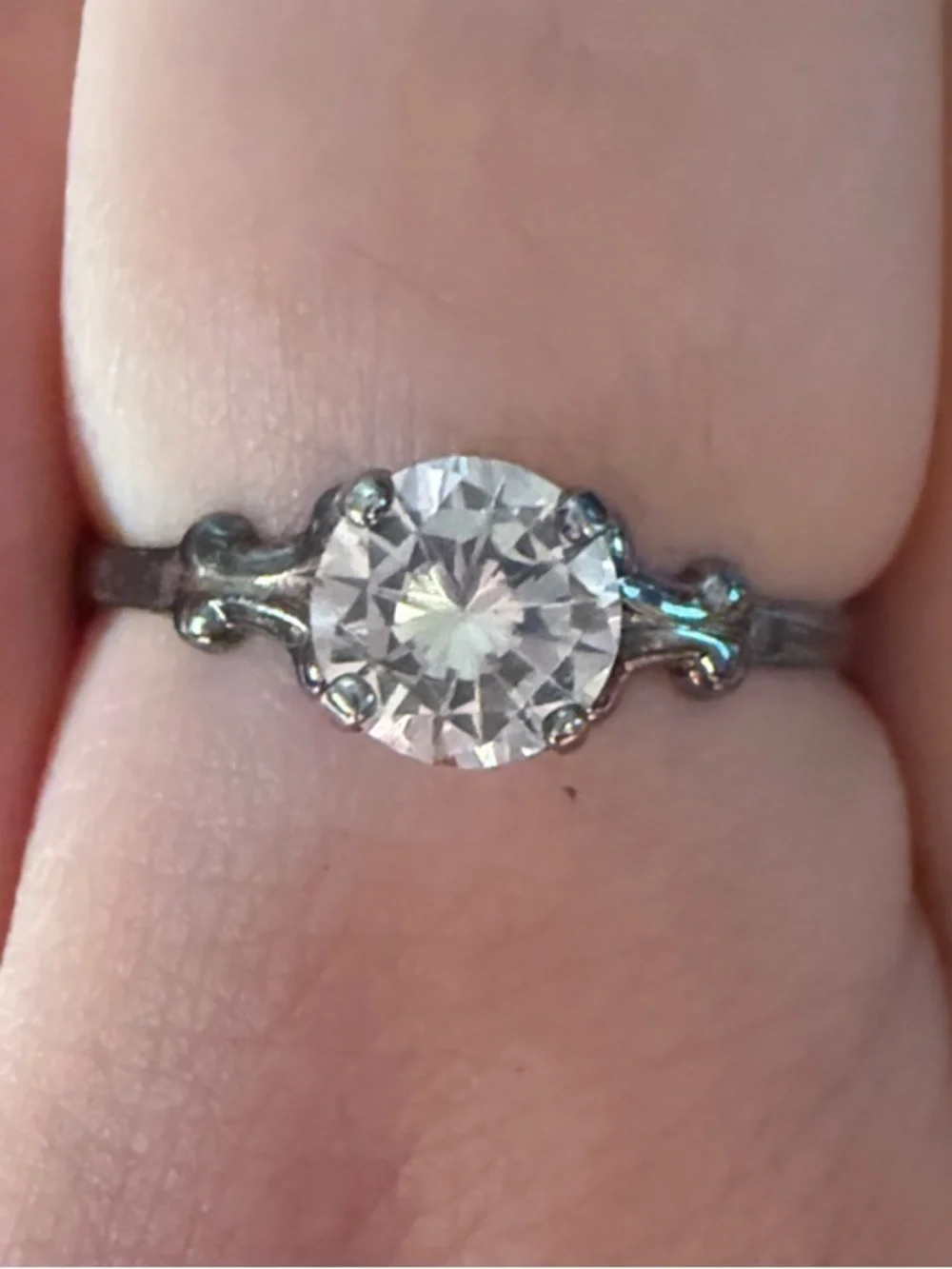 Silver-Tone Round-Cut Solitaire Ring in Clear Crystal Size 9